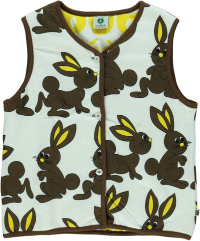 Reversible padded vest rabbit and apples