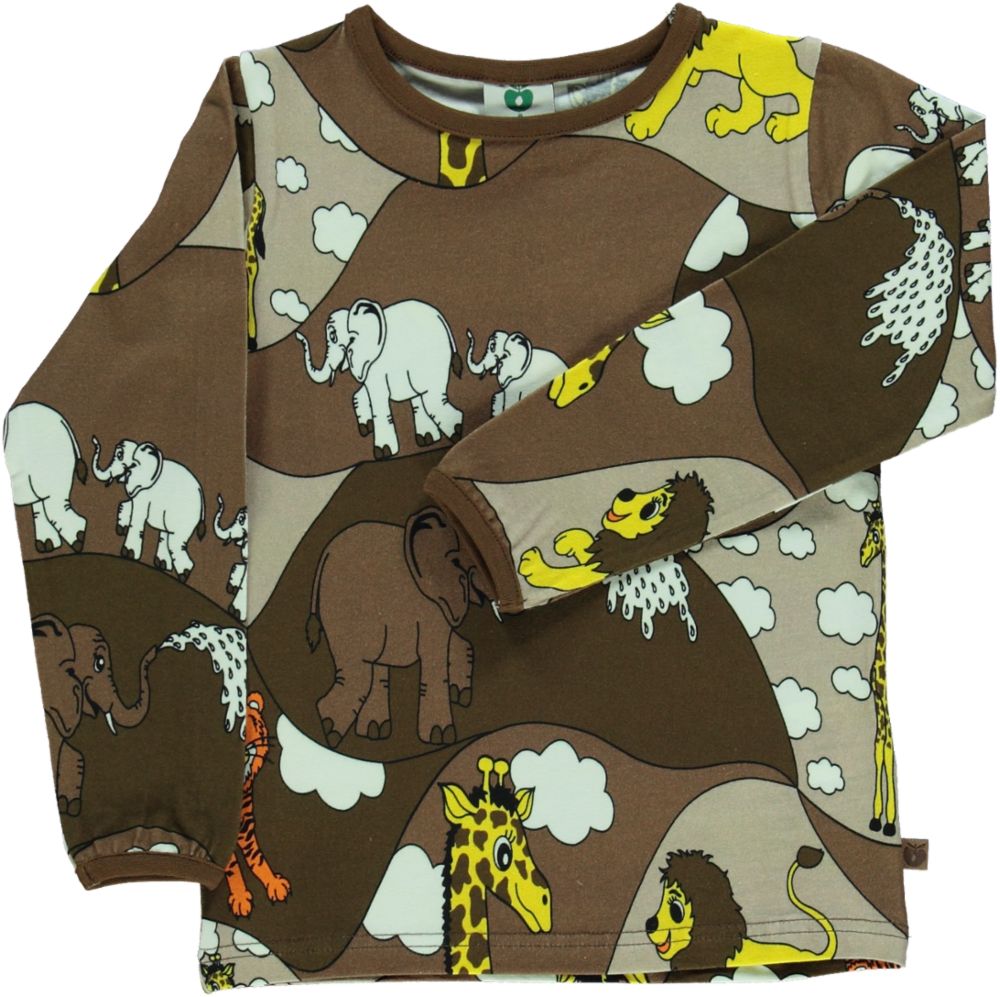 Long-sleeved blouse with zoo animals