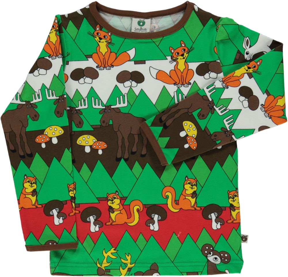 Long-sleeved blouse with forest animals
