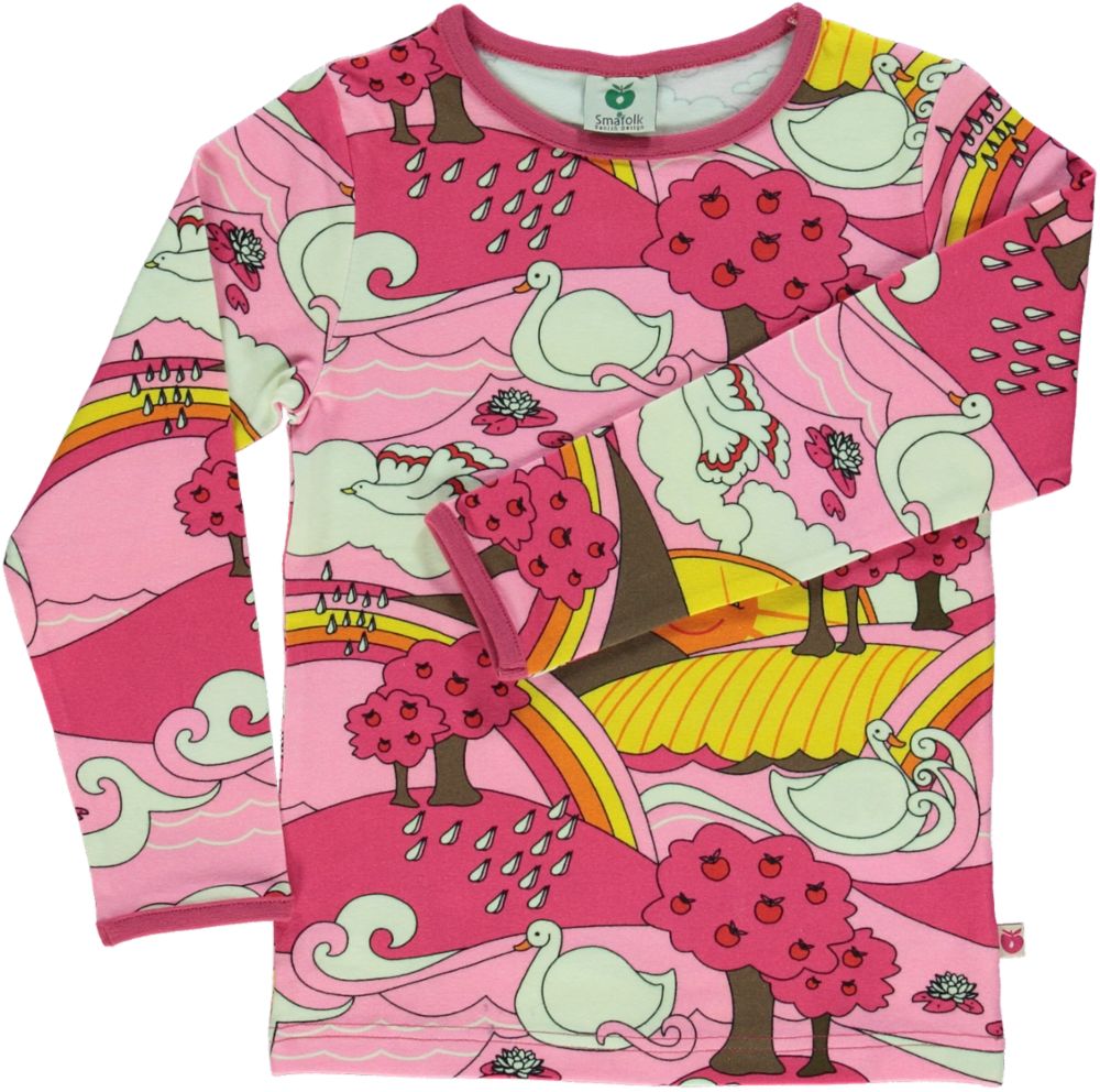 Long-sleeved blouse with landscape print