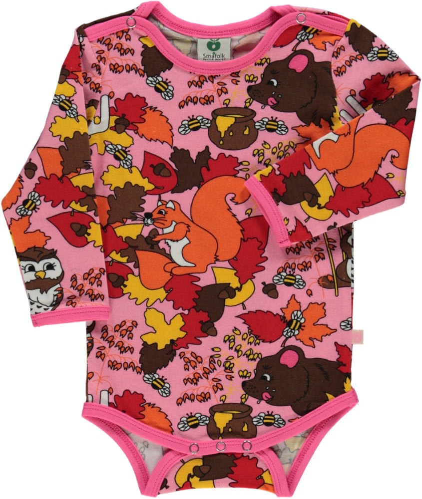 Long-sleeved woodland animal print bodysuit