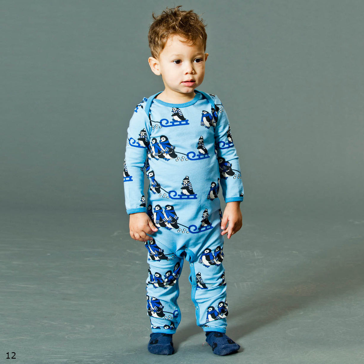 Long-sleeved all-in-one with penguins