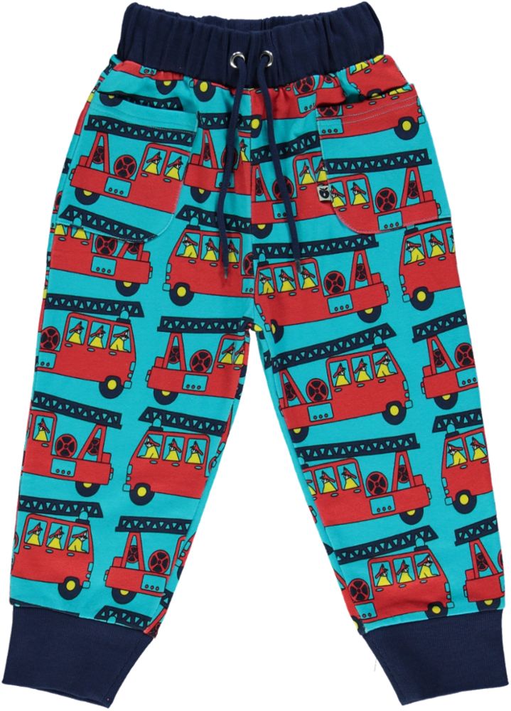 Sweatpants with a fire truck