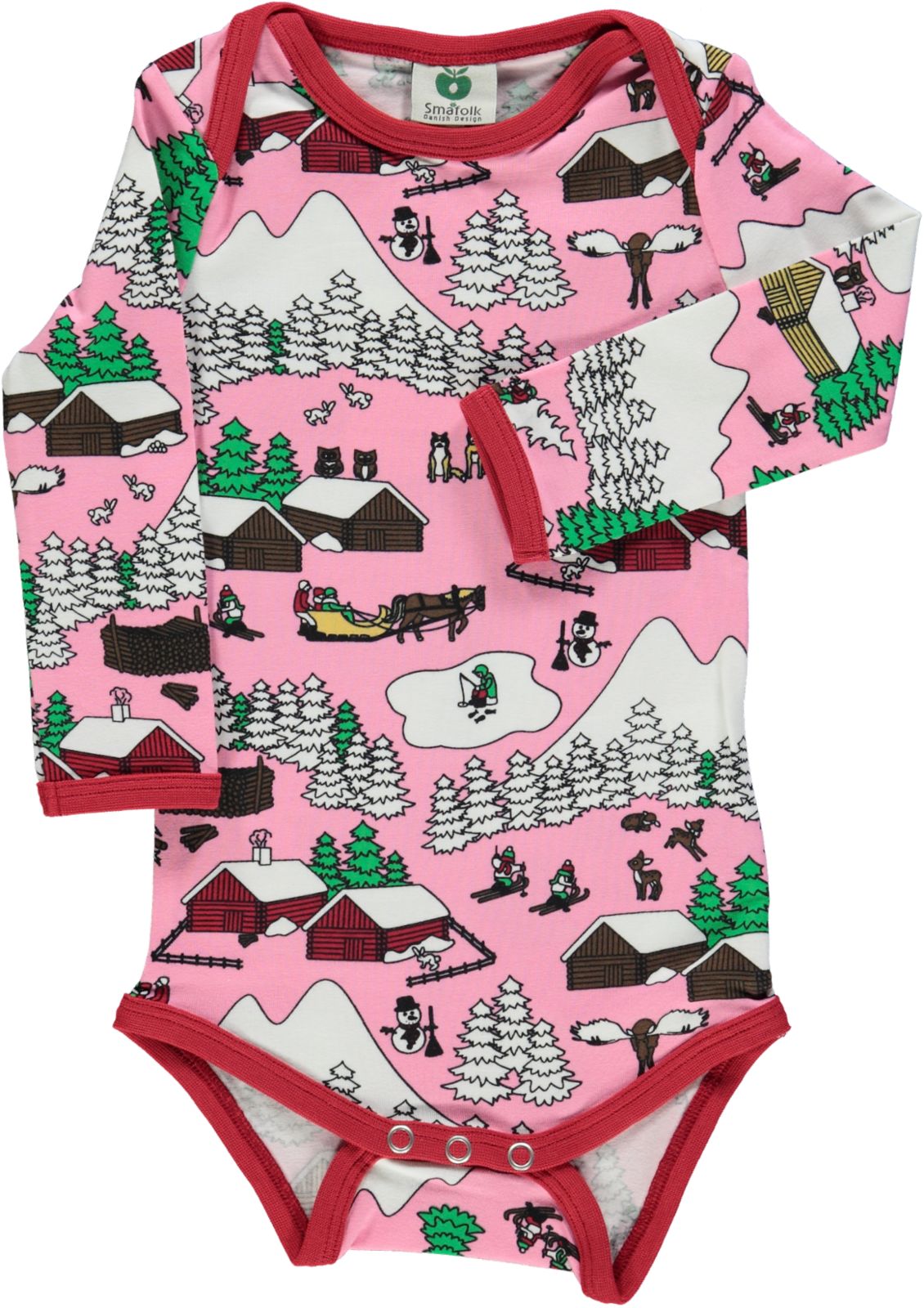 Long-sleeved bodysuit with landscape print