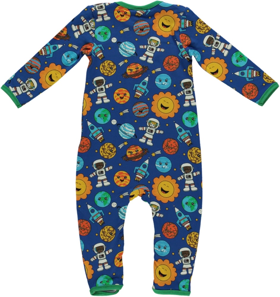 Long-sleeved all-in-one with space and planets