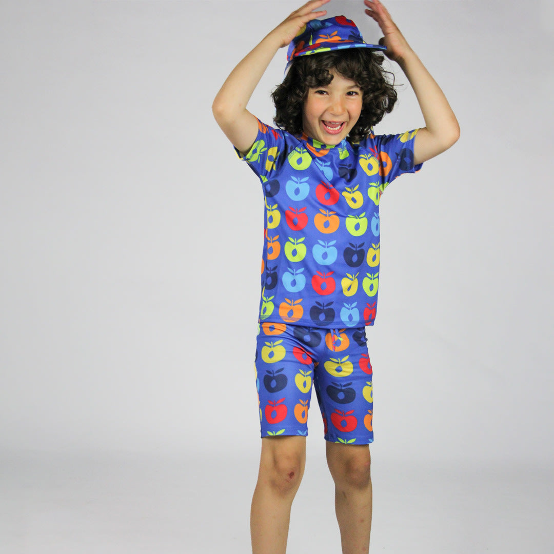 UV50 Swim Trunks with Retro Apples