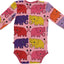 Long-sleeved bodysuit with elephants