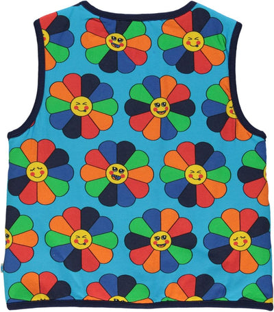 Reversible padded vest with flowers